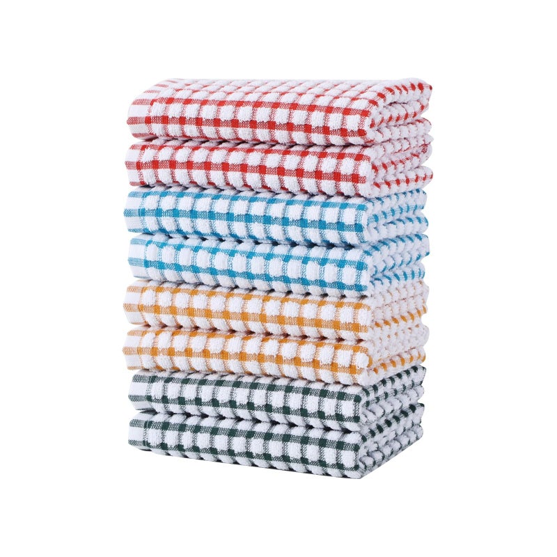 Oeleky Dish Towels for Kitchen Cotton Kitchen Towels for Drying Dishes Pack of 8 Multi B 15X26 inches