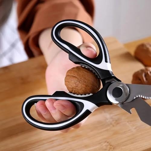 Raleia 3-in-1 Multi-Purpose Kitchen Scissors for Vegetable cutting, Fruit, Cheese & Meat with Bottle Opener(Black) - Image 3