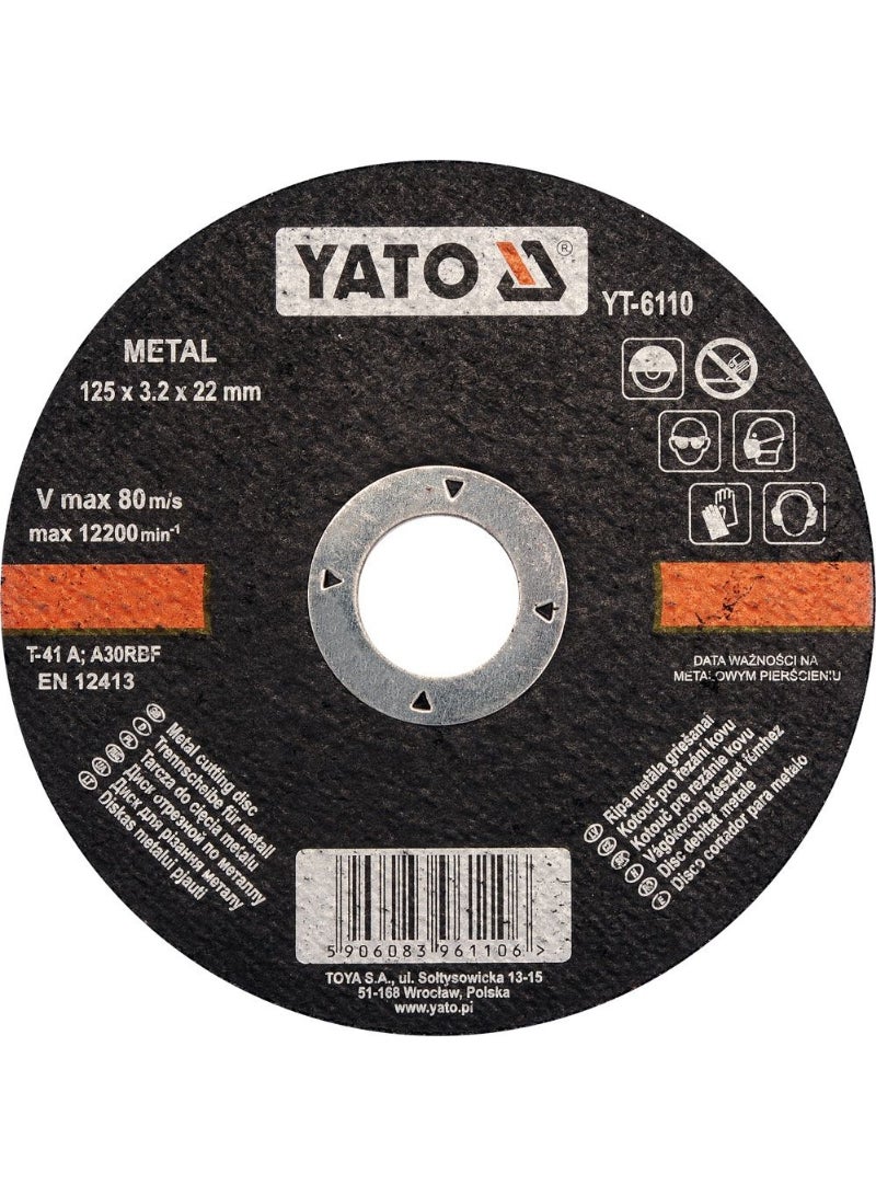 YATO Metal Cutting Disc 125X3.2X22Mm YT-6110