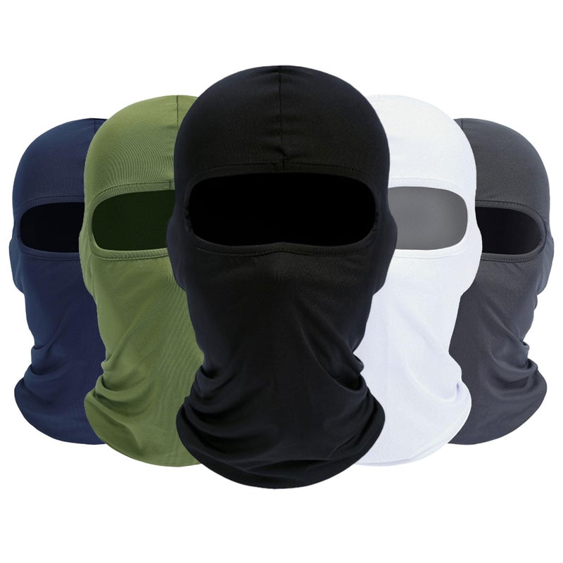 ROXUN Balaclava Ski Mask, 5 Pack Neck Gaiter Motorcycle Scarf Cold Winter Warm Windproof for Men/Women Black+White+Navy Blue+Army Green+Dark Gray - Image 1