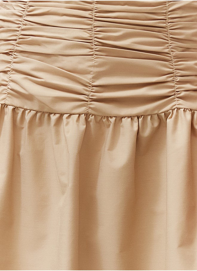 trendyol - Beige High Waisted Gathered Long Woven Skirt TCTSS24EE00001 - Image 1