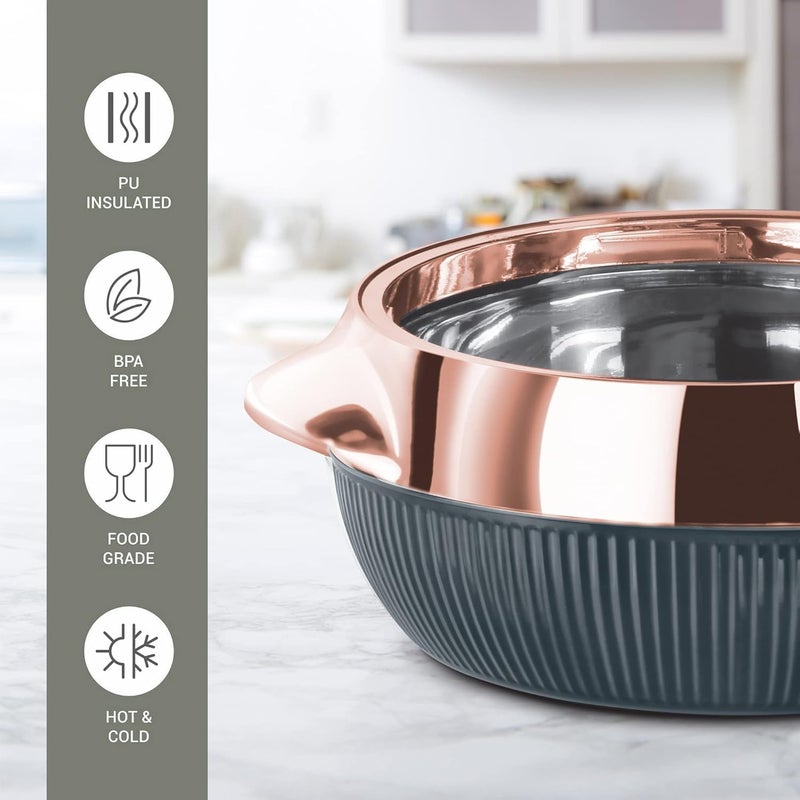 Thangam Stainless Steel Casserole, Set Includes 1500ml 950 ml Copper Water Bottle, Double Wall Insulated Hot Pot, Casserole Set for Rice, Gravy, Poha, Curry, Hot Boxes for Kitchen,Set of 2 - Image 4