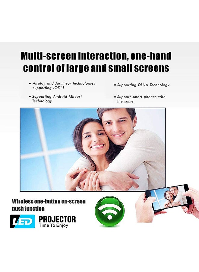 وونكت جهاز عرض T6 WiFi LED لاسلكي مع شاشة 100 بوصة 4K، 3500 لومن لاسلكي متنقل للمسرح المنزلي وجهاز عرض للألعاب الخارجية HD 1080P شاشة انعكاس Miracast - Image 3