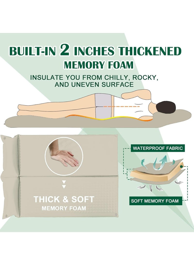 VUCATIN وسادة نوم ذاتية النفخ مع وسادة، وسادة تخييم خفيفة الوزن للتخييم، لا تحتاج إلى مضخة هواء، وسادة مرتبة تخييم معزولة لمدة 20 ثانية للتخييم/السفر/السيارة/الخيمة (مفردة) - Image 3