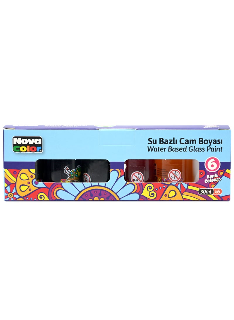 Nova Color - طلاء زجاجي نوفا كولور 6 ألوان (أزرق، أحمر، أصفر، أخضر، أسود، أبيض) - KRPBNC-1996 - Image 1