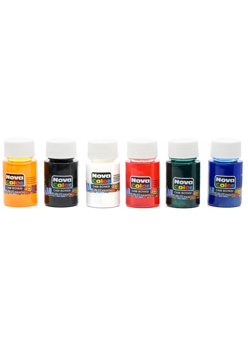 Nova Color - طلاء زجاجي نوفا كولور 6 ألوان (أزرق، أحمر، أصفر، أخضر، أسود، أبيض) - KRPBNC-1996 - Image 1