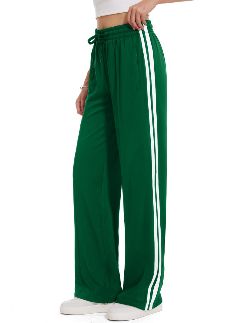 Tapata Tall Women 34" Inseam Warm Up Track Pants Wide Leg Sweatpants Lightweight Side Stripe Ladies Slacks Workout, Green, S - Image 1