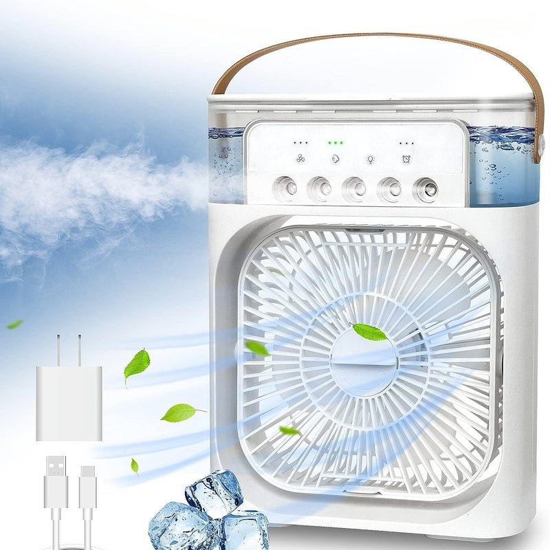 ZINQUI Portable Air Cooler Mini Evaporative Fan with 7 Colour LED Light 123 Hour Timer 3 Wind Speeds 3 Spray Modes for Office Home Dorm  - Image 1