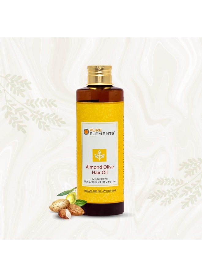 Pure Elements Almond Olive Daily Use Nourishing Hair Oil Natural Product Free From Mineral Oil, Silicone And Paraffin Oil - 180 Ml)  - Image 1