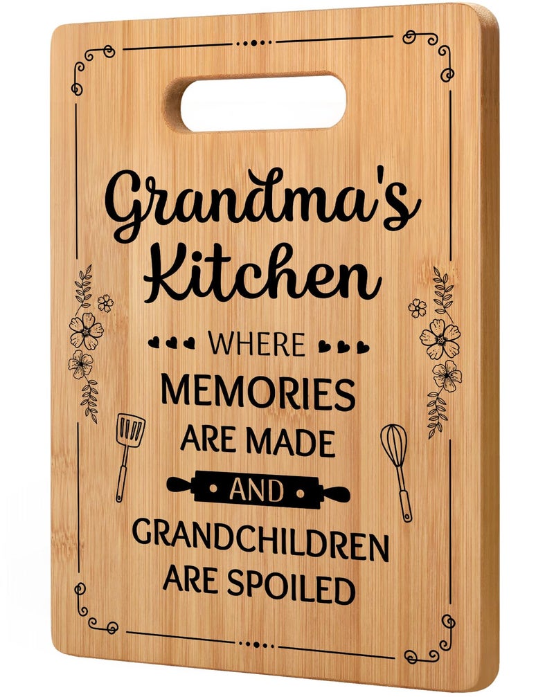 Milcier Grandma Gifts  Grandma Birthday Gifts - Unique Cutting Board - Best Gifts for Grandma from Grandchildren - Thoughtful Mothers Day Christmas Gifts for Grandma Grandmother Gift Ideas 13.2x9.3 in - Image 1