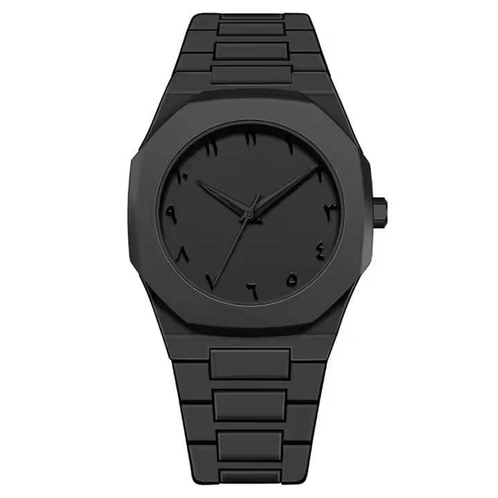 CERO Modern Arabic Numeral Watch with Polycarbonate Band, Octagonal Case, Analogue Display for Man (Black) - Image 1