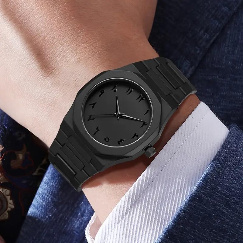 CERO Modern Arabic Numeral Watch with Polycarbonate Band, Octagonal Case, Analogue Display for Man (Black) - Image 4