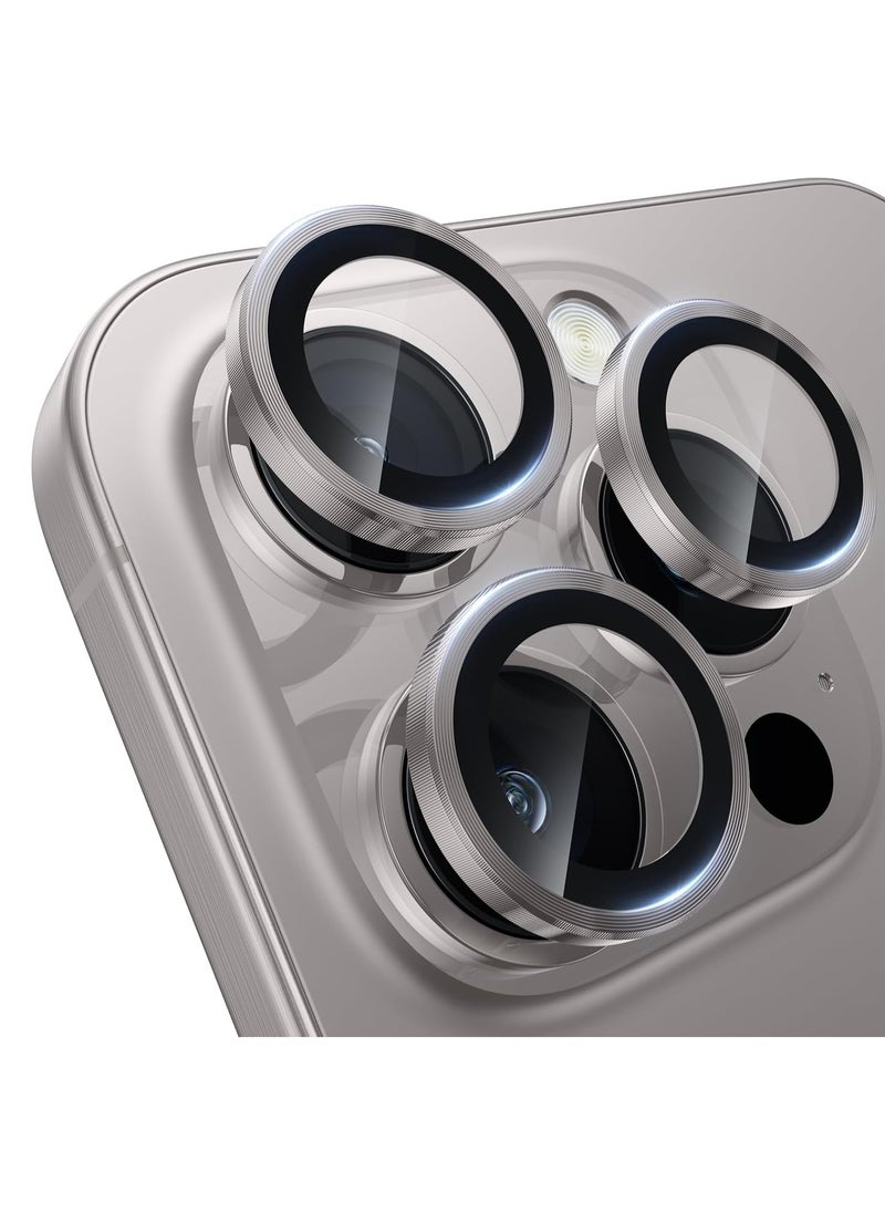 Generic - Camera Lens Protector for iPhone 16 Pro/iPhone 16 Pro Max, Shatterproof, Ultra-thin Aluminum Alloy Ring, Camera Lens Protective Film, (Grey Titanium) - Image 1