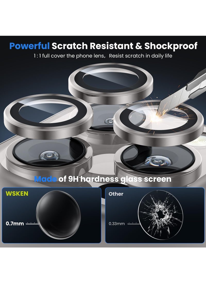 Generic - Camera Lens Protector for iPhone 16 Pro/iPhone 16 Pro Max, Shatterproof, Ultra-thin Aluminum Alloy Ring, Camera Lens Protective Film, (Grey Titanium) - Image 1