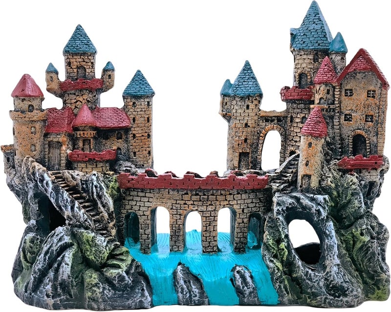 M2cbridge Antique Roman Column Ruins European Castle Aquarium Decorations Fish Tank Hideout Rocks (Large Castle) - Image 1