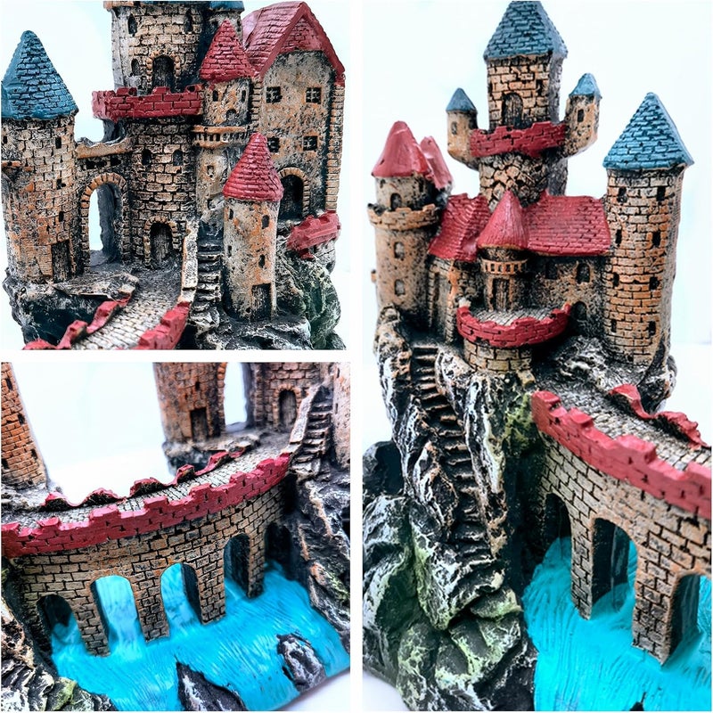 M2cbridge Antique Roman Column Ruins European Castle Aquarium Decorations Fish Tank Hideout Rocks (Large Castle) - Image 4