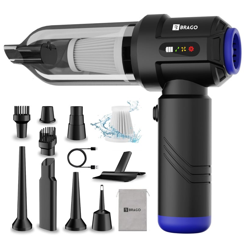 Brago TurboVac Cordless Vacuum Cleaner for Car & Home, 18500Pa Powerful Suction, 4-in-1 Portable Vacuum & Air Blower, 9600mAh Battery (40 Mins Runtime), 3-Speed BLDC Motor - Image 1