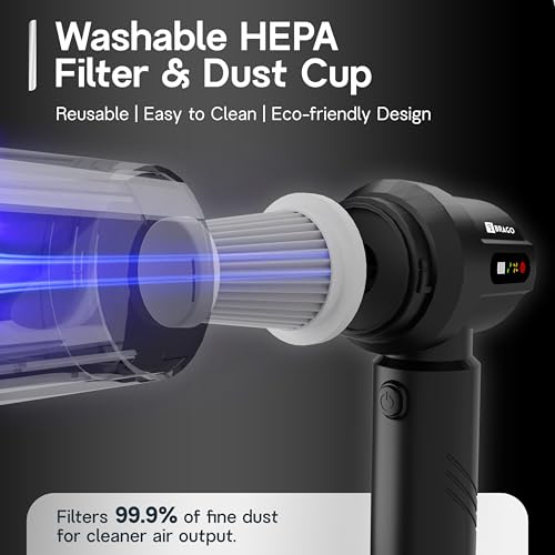 Brago TurboVac Cordless Vacuum Cleaner for Car & Home, 18500Pa Powerful Suction, 4-in-1 Portable Vacuum & Air Blower, 9600mAh Battery (40 Mins Runtime), 3-Speed BLDC Motor - Image 4
