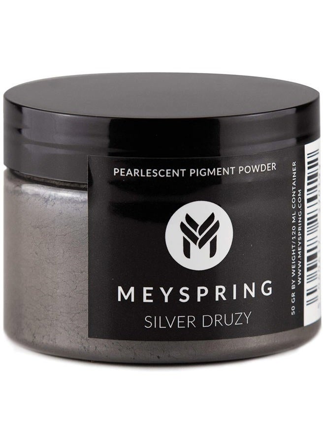 MEYSPRING Silver Druzy Epoxy Resin Color Pigment - 50g - Mica Powder for Resin - Pigment Powder - Mica Powder for Epoxy Resin - Mica Powder for Candle Making - Candle Dye - Garage Floor Epoxy - Image 1
