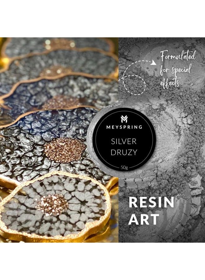 MEYSPRING Silver Druzy Epoxy Resin Color Pigment - 50g - Mica Powder for Resin - Pigment Powder - Mica Powder for Epoxy Resin - Mica Powder for Candle Making - Candle Dye - Garage Floor Epoxy - Image 3