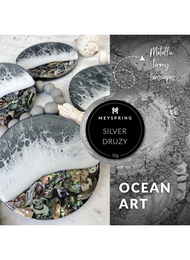 MEYSPRING Silver Druzy Epoxy Resin Color Pigment - 50g - Mica Powder for Resin - Pigment Powder - Mica Powder for Epoxy Resin - Mica Powder for Candle Making - Candle Dye - Garage Floor Epoxy - Image 4