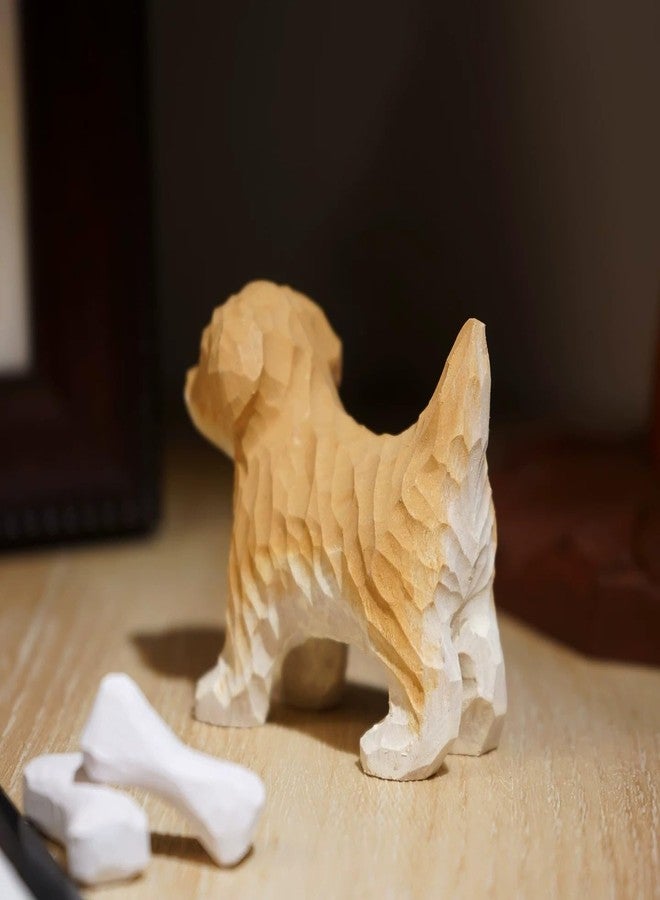 TSCVPJL Golden Retriever Figurine Handmade Carved Wooden Golden Retriever Statue, Cute Golden Retriever Gifts for Women Men,Wood Golden Retriever Decor Figurines for Home Office Desktop (H2.36) - Image 2