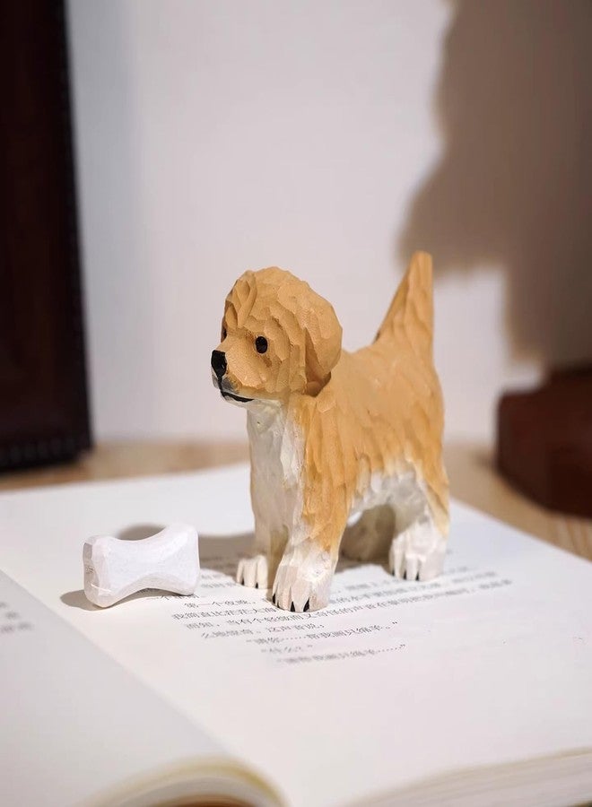 TSCVPJL Golden Retriever Figurine Handmade Carved Wooden Golden Retriever Statue, Cute Golden Retriever Gifts for Women Men,Wood Golden Retriever Decor Figurines for Home Office Desktop (H2.36) - Image 5