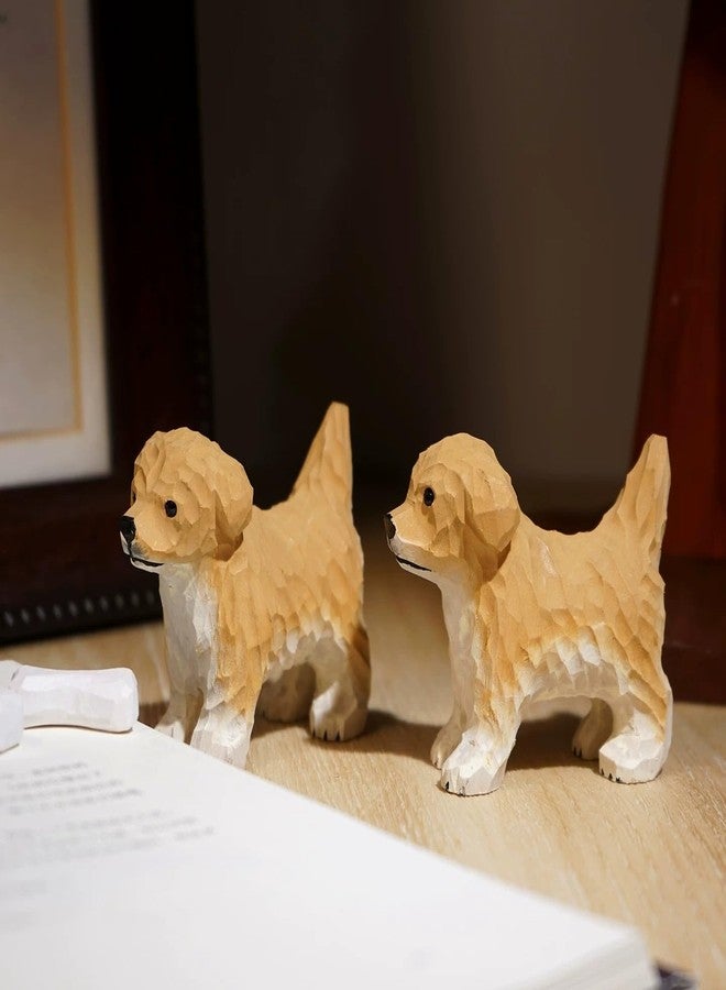 TSCVPJL Golden Retriever Figurine Handmade Carved Wooden Golden Retriever Statue, Cute Golden Retriever Gifts for Women Men,Wood Golden Retriever Decor Figurines for Home Office Desktop (H2.36) - Image 3