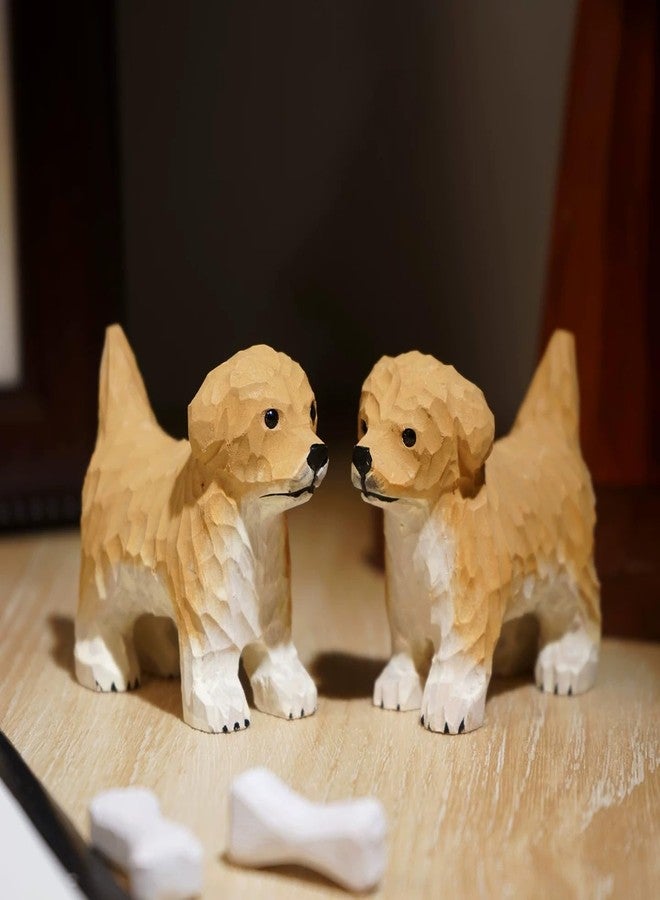 TSCVPJL Golden Retriever Figurine Handmade Carved Wooden Golden Retriever Statue, Cute Golden Retriever Gifts for Women Men,Wood Golden Retriever Decor Figurines for Home Office Desktop (H2.36) - Image 4