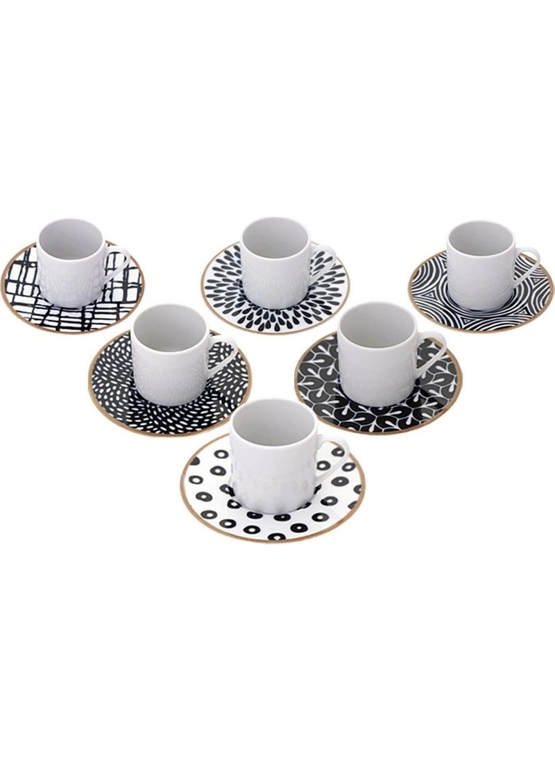 Porland - Fractal Rectangular Cake and Coffee Cup Set 18 Pieces for 6 People - Image 1