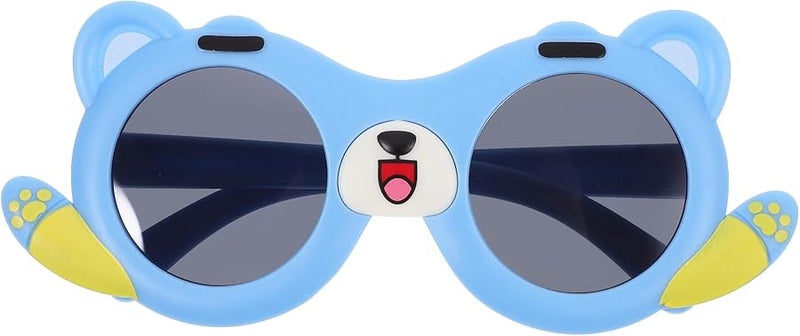 Blue Cartoon Animal Kids Sunglasses With Dog Ears UV Protection Round Frame For Toddler Outdoor Beach - Image 1