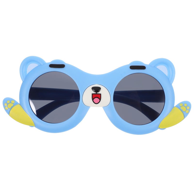 Blue Cartoon Animal Kids Sunglasses With Dog Ears UV Protection Round Frame For Toddler Outdoor Beach - Image 2