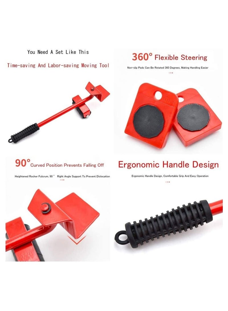 5 Packs Furniture Lifter,Heavy Furniture Moving System Lifter Kit with 4 Slider,Furniture Slides Kit,Heavy Furniture Roller Move Tools,Up to 200kg/440 lb,360 Degree Rotatable Pads,Adjustable Head of - Image 3