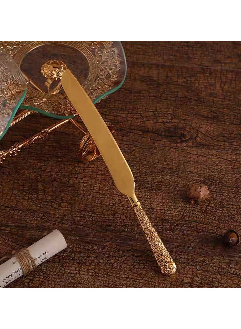 2 Pieces Cake Cutter Set With Handles Modern Design Gold  - Image 4