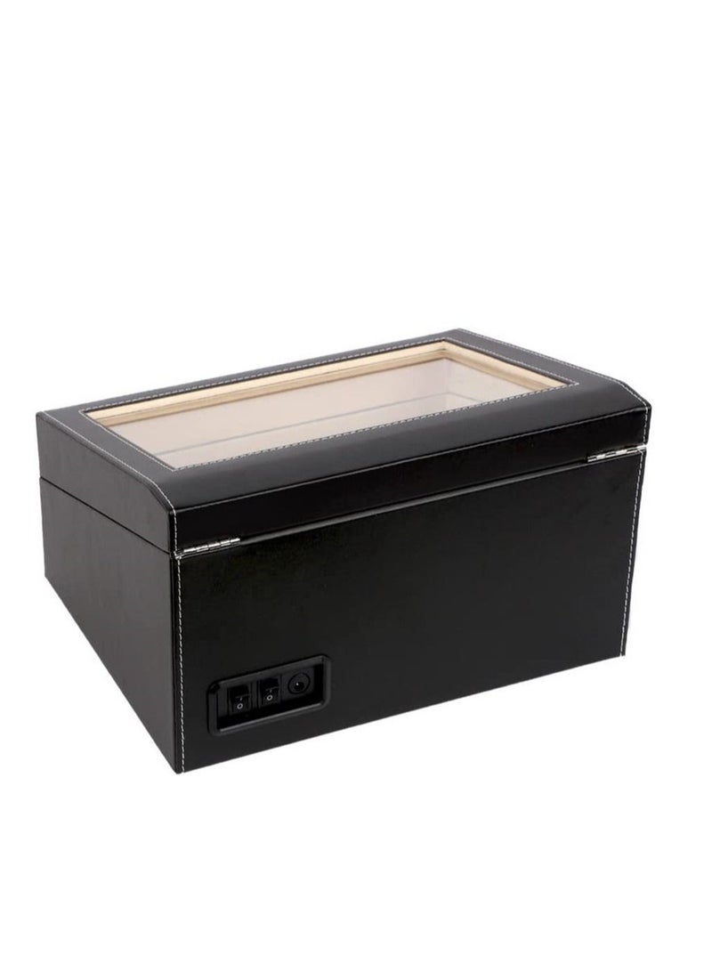 Leather Automatic Watch Winder 4 Plus 6 Piece Storage -Black - Image 3