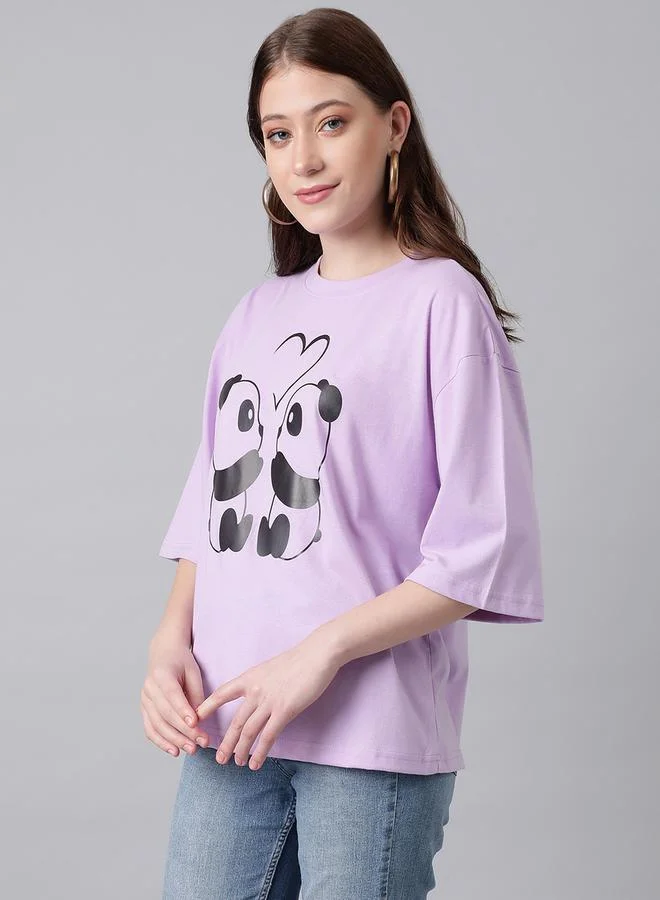 Kotty Oversized Panda Graphic Drop Shoulder T-Shirt by Styli