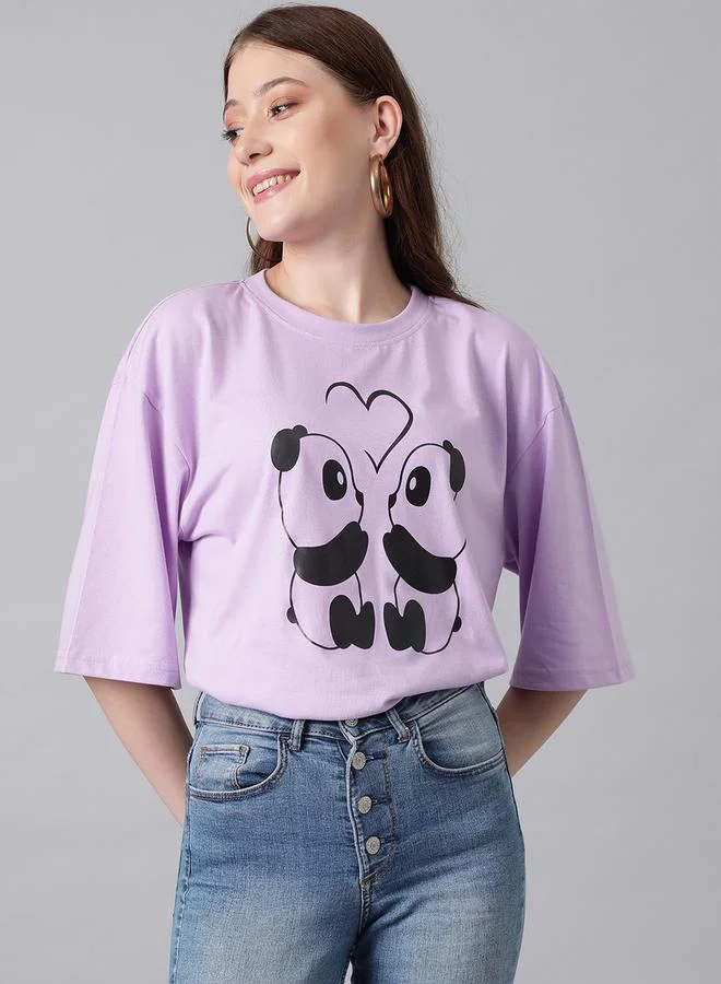 Kotty Oversized Panda Graphic Drop Shoulder T-Shirt by Styli