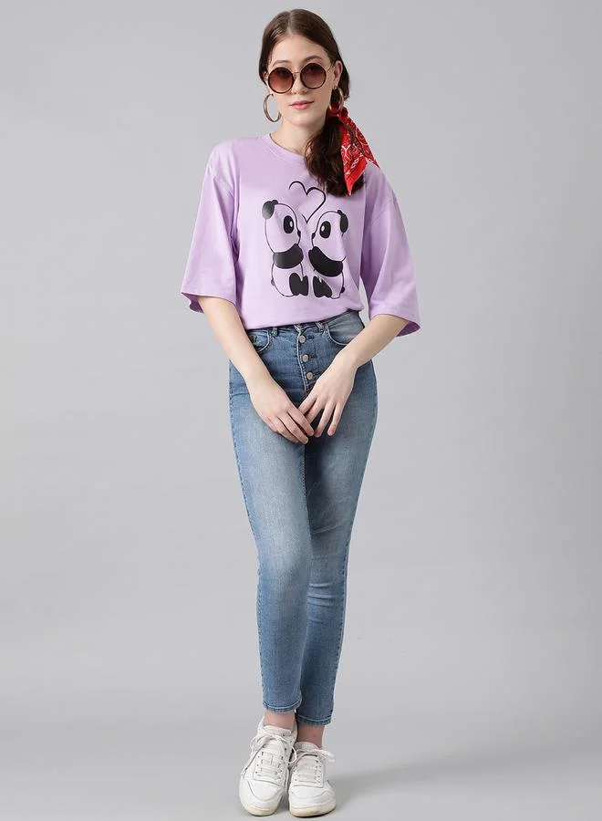 Kotty Oversized Panda Graphic Drop Shoulder T-Shirt by Styli