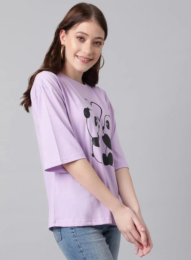 Kotty Oversized Panda Graphic Drop Shoulder T-Shirt by Styli