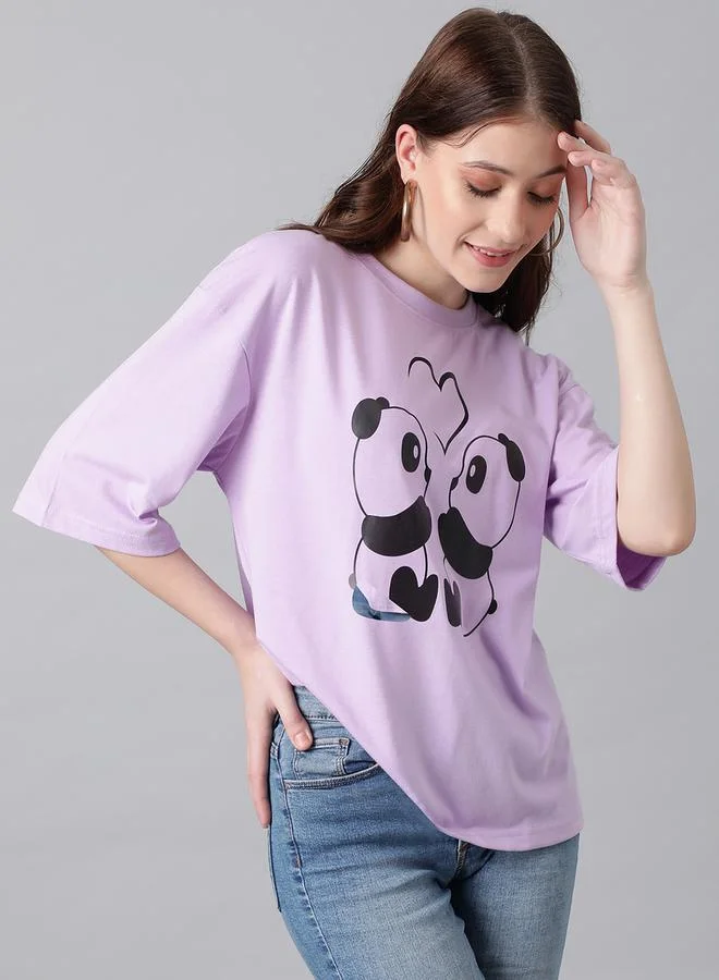 Kotty Oversized Panda Graphic Drop Shoulder T-Shirt by Styli