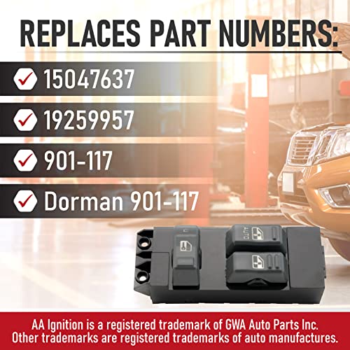 AA Ignition Master Power Window Switch, Gray - Driver Side Door - Compatible with Chevy Silverado and Sierra 1500, 2500, 2500 HD, 3500-1999, 2000, 2001, 2002 - Replaces 15047637 - Image 3