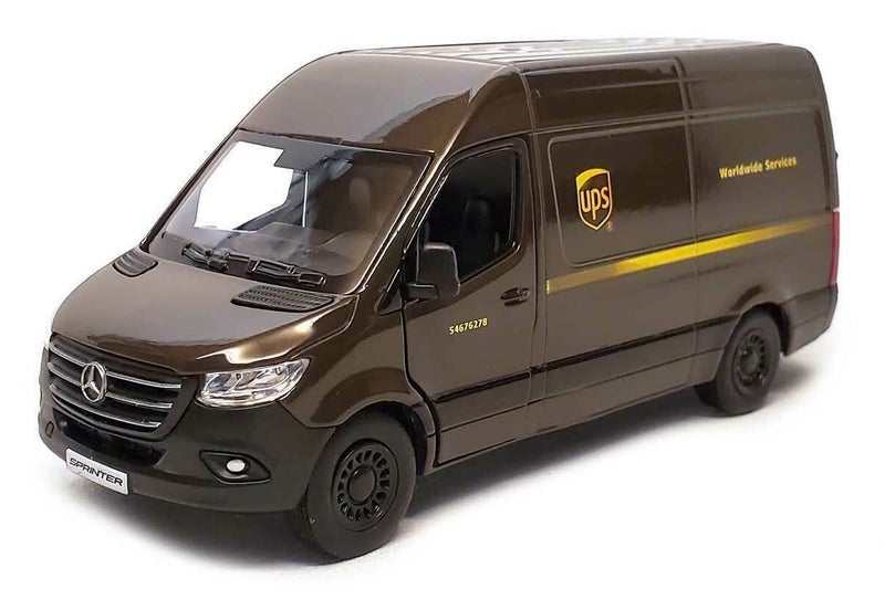 KiNSMART - Mercedes-Benz Sprinter UPS Edition Cargo Van, 1:48 O Scale Die Cast Metal Model Toy Van, Pull-Back Action - Image 1