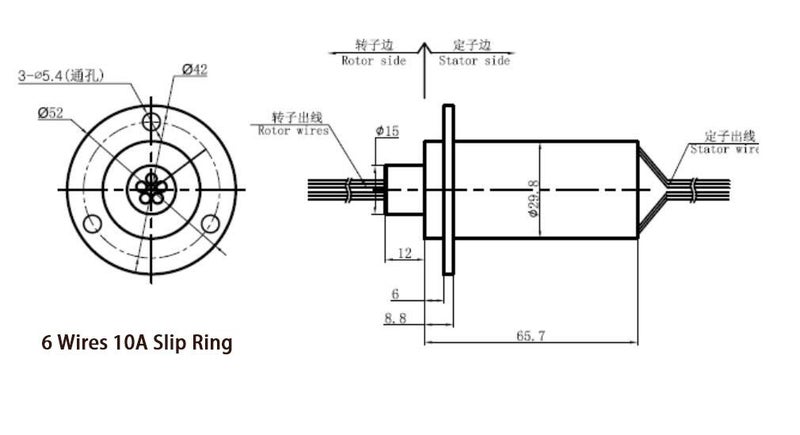 Taidacent 6 Wires12 Wires 2A 5A 10A 15A 20A 30A Collector Ring Rotary Electrical Contact Electrical Slip Ring Joint Rotary Connector (6 Wires 10A) - Image 2