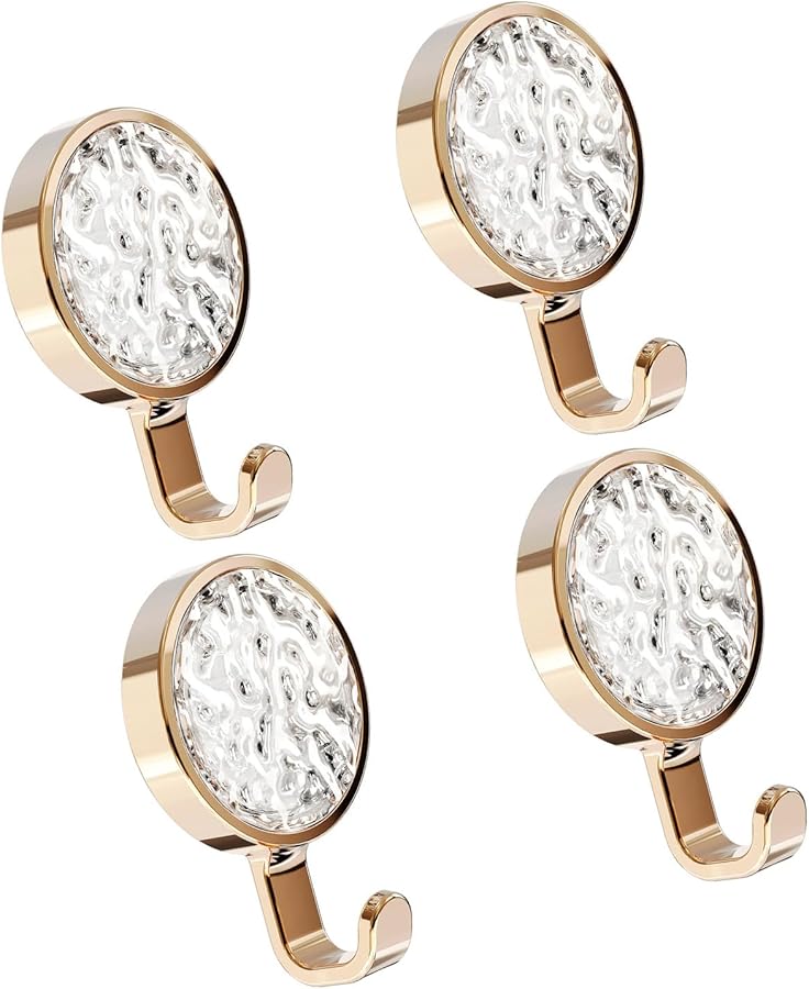 خطافات حائط ذهبية 4 قطع سهلة التركيب تحمي الجدار خطافات تعليق مستديرة لأسطح متنوعة - Image 2