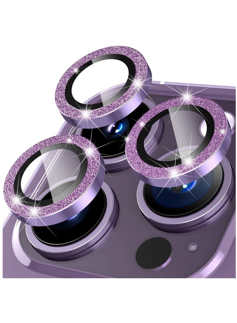 Camera Lens Protector, Camera Cover Tempered Glass for iPhone 14 Pro Max/for iPhone 14 Pro [Glitter Diamonds] - Bling -Purple - Image 1