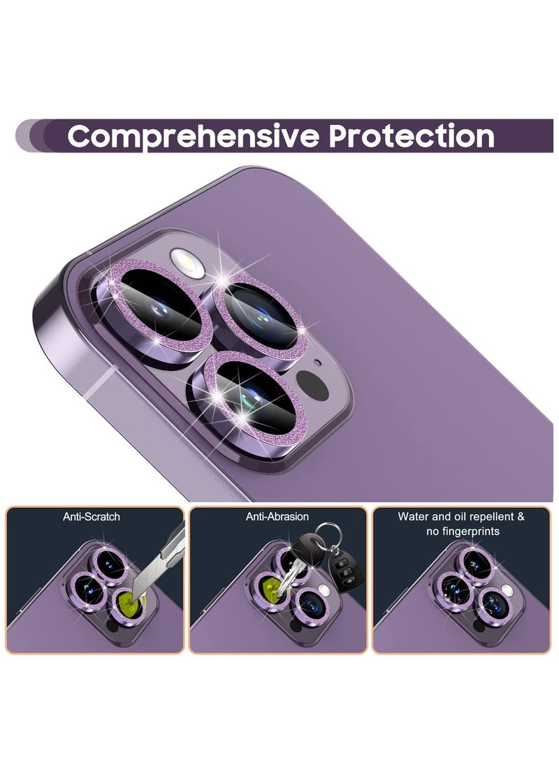 Camera Lens Protector, Camera Cover Tempered Glass for iPhone 14 Pro Max/for iPhone 14 Pro [Glitter Diamonds] - Bling -Purple - Image 4