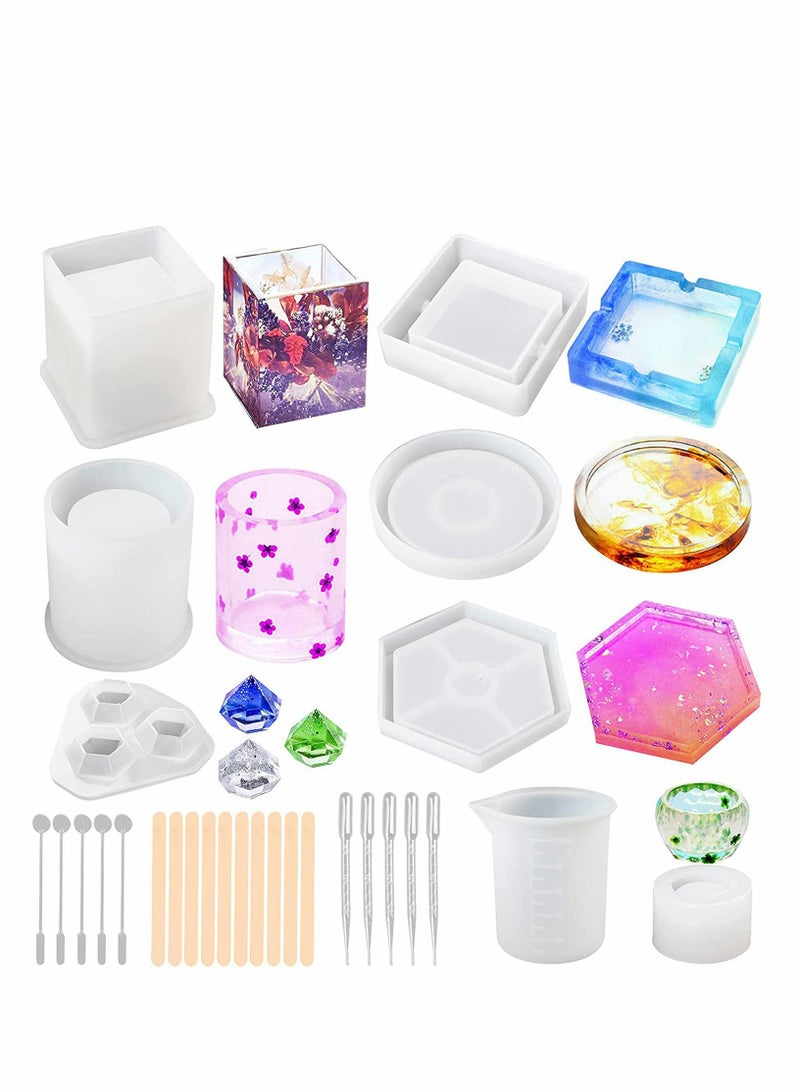 28 Piece Set of High-Quality Epoxy Resin Molds for Crafting and DIY Projects - Image 1