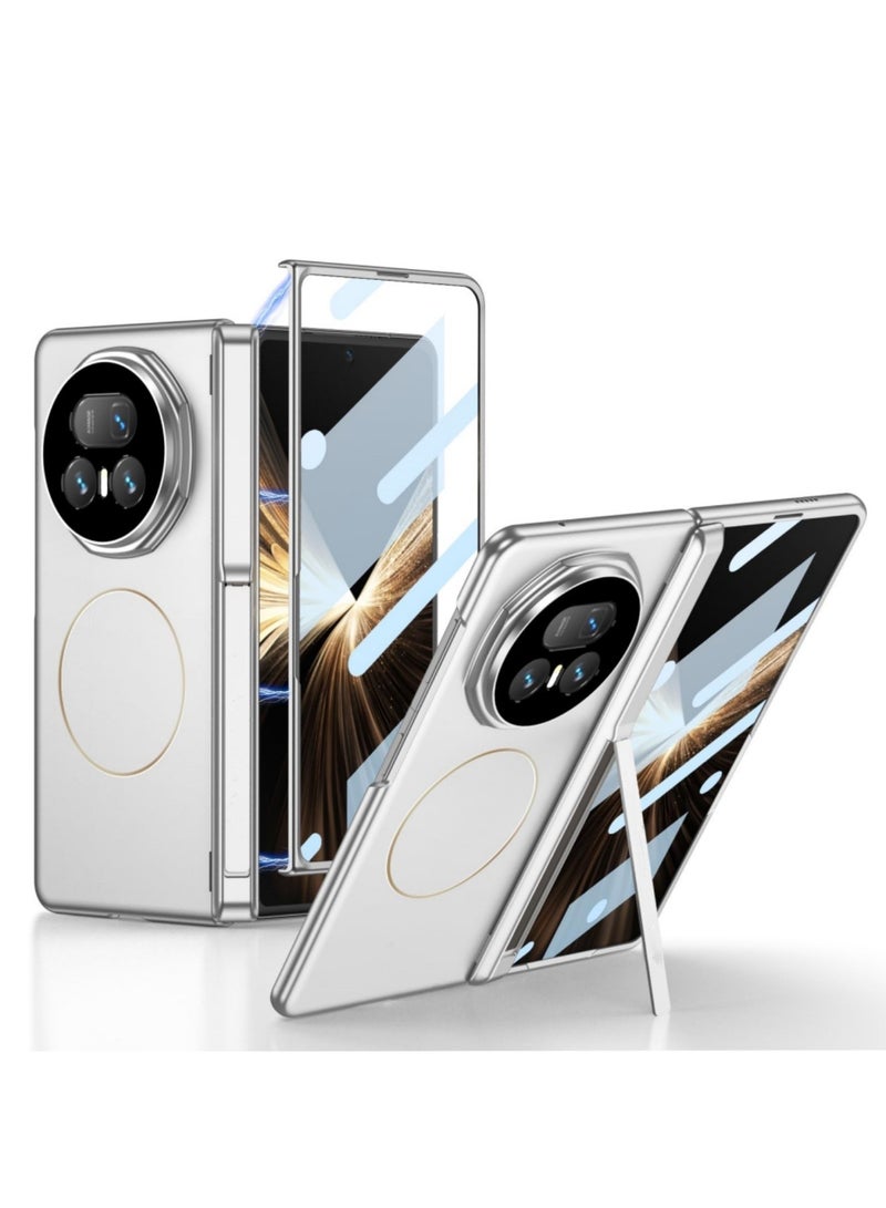 Aookay Compatible with Honor Magic V5 Case with Screen Protector & Magnetic Hinge, All-Inclusive Shockproof Protective Cover Full Body Cases Built-in Screen Protector [Kickstand][Wireless Charging] (Sliver) - Image 1