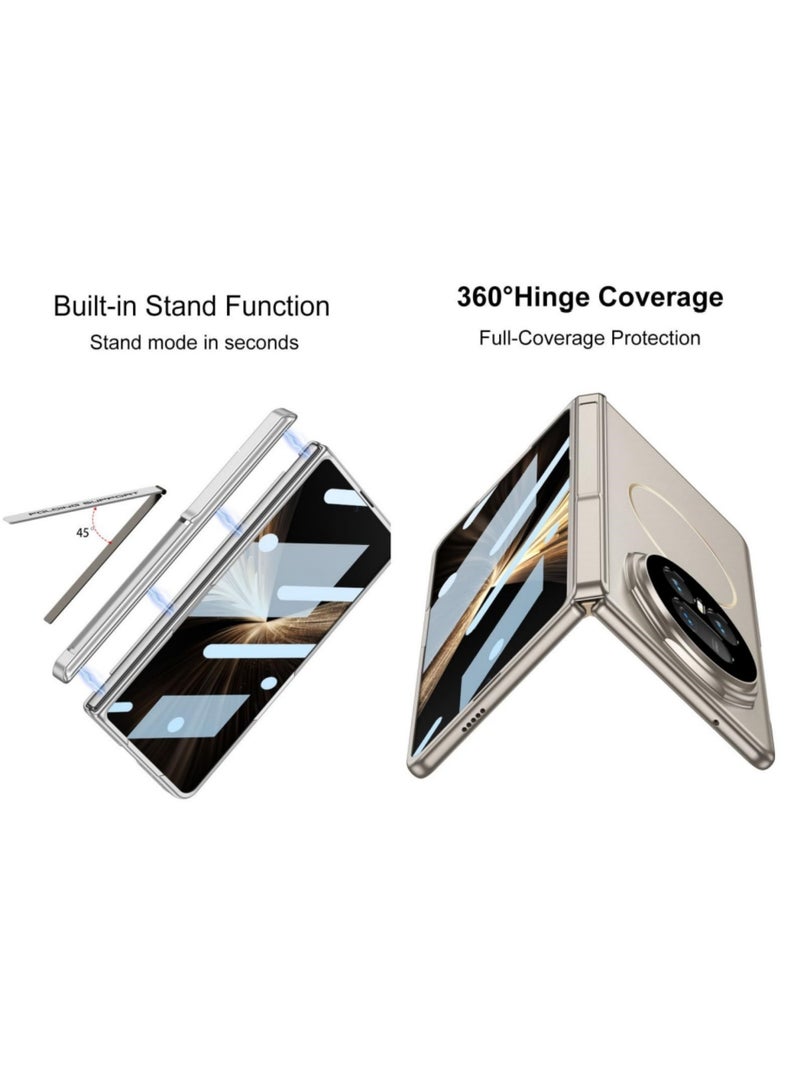 Aookay Compatible with Honor Magic V5 Case with Screen Protector & Magnetic Hinge, All-Inclusive Shockproof Protective Cover Full Body Cases Built-in Screen Protector [Kickstand][Wireless Charging] (Sliver) - Image 3