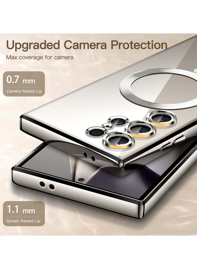حافظة شفافة ناعمة لهاتف سامسونج جالاكسي S25 ألترا، حماية كاملة لعدسة الكاميرا، شحن لاسلكي، غلاف هاتف مضاد للصدمات مطلي بالكهرباء (رمادي تيتانيوم) - Image 4
